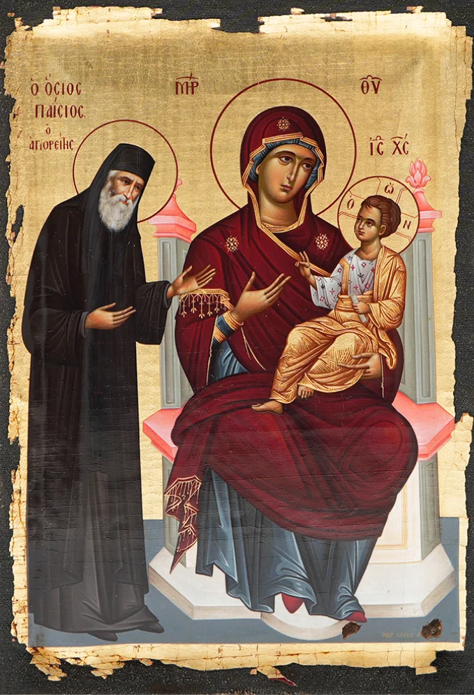 saint mary saint paisios and jesus christ